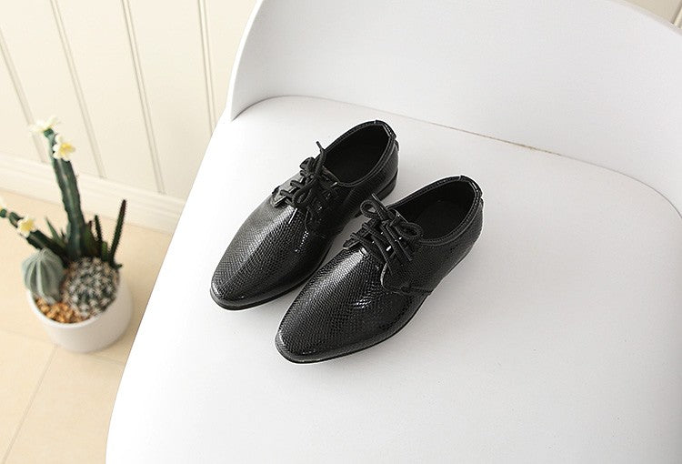 Iawesome Boys Leather Shoes Kids Flats Lace-up Children's Wedding Shoes For Toddlers Boy Big Boys Fashion For Performance