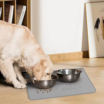 Tapete de Silicone Antiderrapante para Comida de Animais de Estimação Tapete Impermeável para Tigela de Cães Gatos Comedouro de Água Antiderramamento Proteção de Chão de Inverno