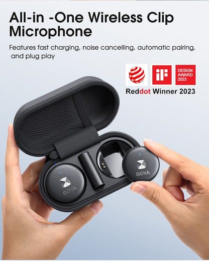 Microfone de lapela sem fio BOYA Omic Condensador para iPhone iPad Android Smartphone Vídeo Transmissão ao vivo Vlog