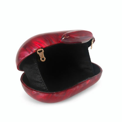 Women's Oval Shell Goose Egg Acrylic Clutch Bag Ladies Shoulder Crossbody Handbag with Chain Magnetic Buckle Closure Mini Purses