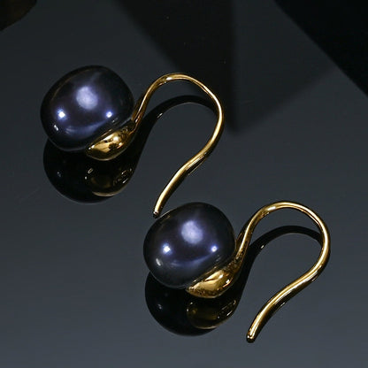 New Fine Grade AAAA Freshwater Pearl Earrings For Women Wedding Party Jewelry Earrings Black Pink White Purple 8-9mm Bread Round
