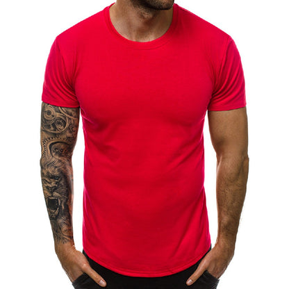 Summer Men's Cotton T-shirt Fashion Slim Black Short Sleeved Comfortable Casual Round Neck T-shirts Top Men's Clothing