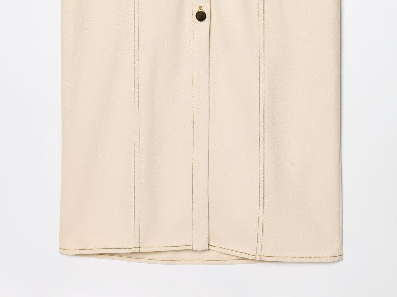 ETJ 2025 summer new  women's elegant fashion waist pleated V-neck short-sleeved temperament denim MIDI dress