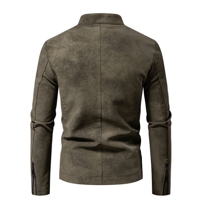 New American Retro Leather Jacket with A High-end Feel, Retro Tie Dye Washed Matte Craftsmanship, Cool Motorcycle Leather Jacket