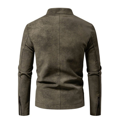 New American Retro Leather Jacket with A High-end Feel, Retro Tie Dye Washed Matte Craftsmanship, Cool Motorcycle Leather Jacket