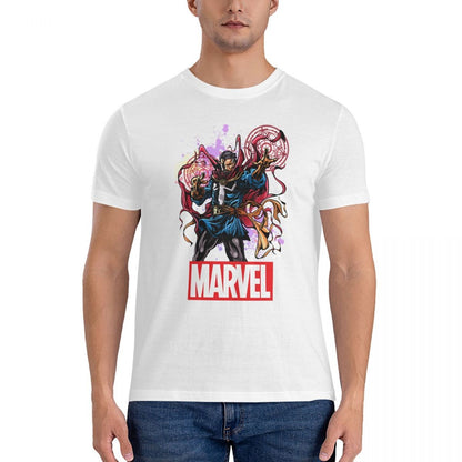 Fashion Spelling T-Shirts Men Crewneck Cotton T Shirts Marvel Dr.Strange Film Short Sleeve Tee Shirt Original Clothes