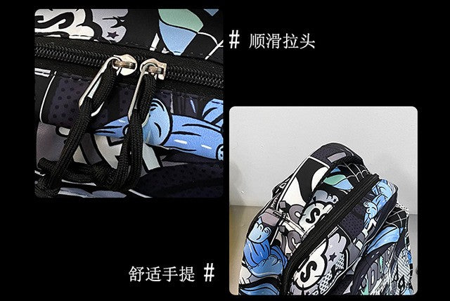 Anime Male and Female High-capacity One Piece Luffy Graffiti Printed Backpack for Middle High Students School Bag