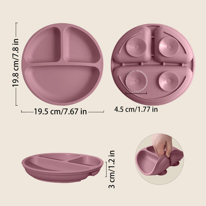3PCS Children's Tableware Set Baby Eating Food Training Silicone Tableware Set Baby Sucker Feeding Dishes Plate With Spoon Fork
