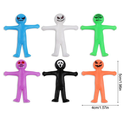 12-36Pcs Funny Little Man Halloween Stretchy Toy Kids Halloween Birthday Party Favors Goodie Bag Trick or Treat Bucket Filler