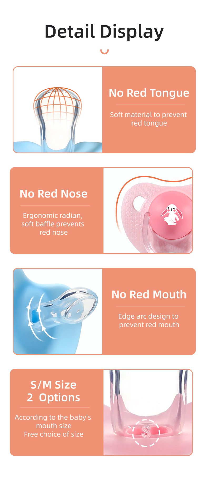 Cartoon Pattern Thumb Shape Toddlers Soothe Kids Newborn Baby Silicone Teething Pacifier