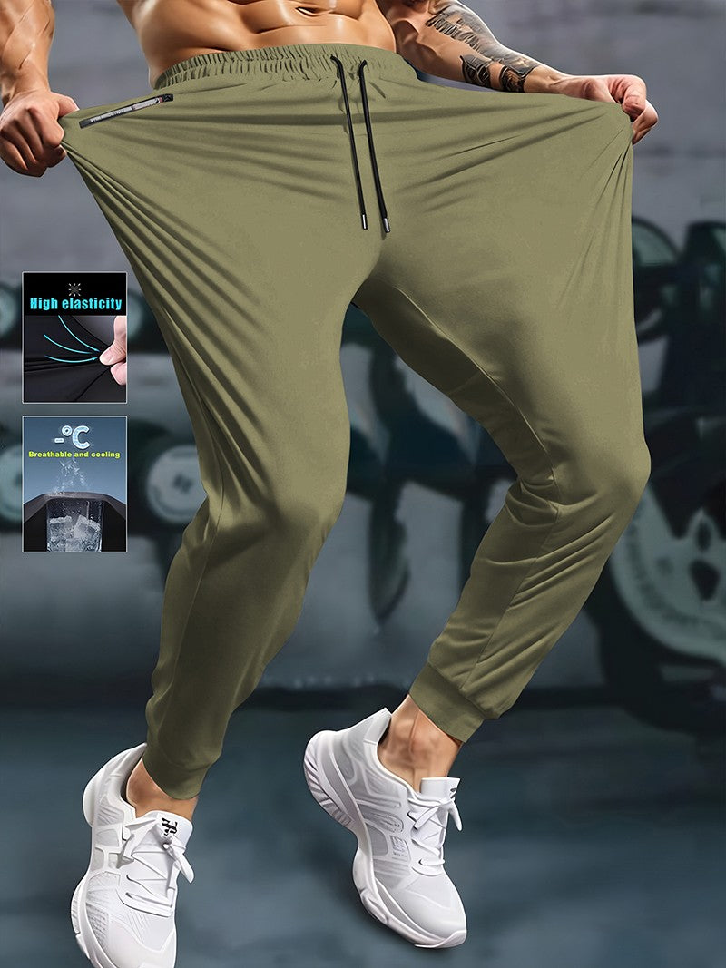 Men's Athletic Stretchy Quick Dry Pants with Zipper Pockets Lightweight Sweatpants for Outdoor Hiking Fishing Running Workout