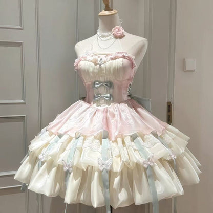 Gothic Y2k Sling Dress Women Harajuku Retro Tulle Ruffles Trim Christmas Party Outfit Grunge Aesthetic Sleeveless Elegant Wear