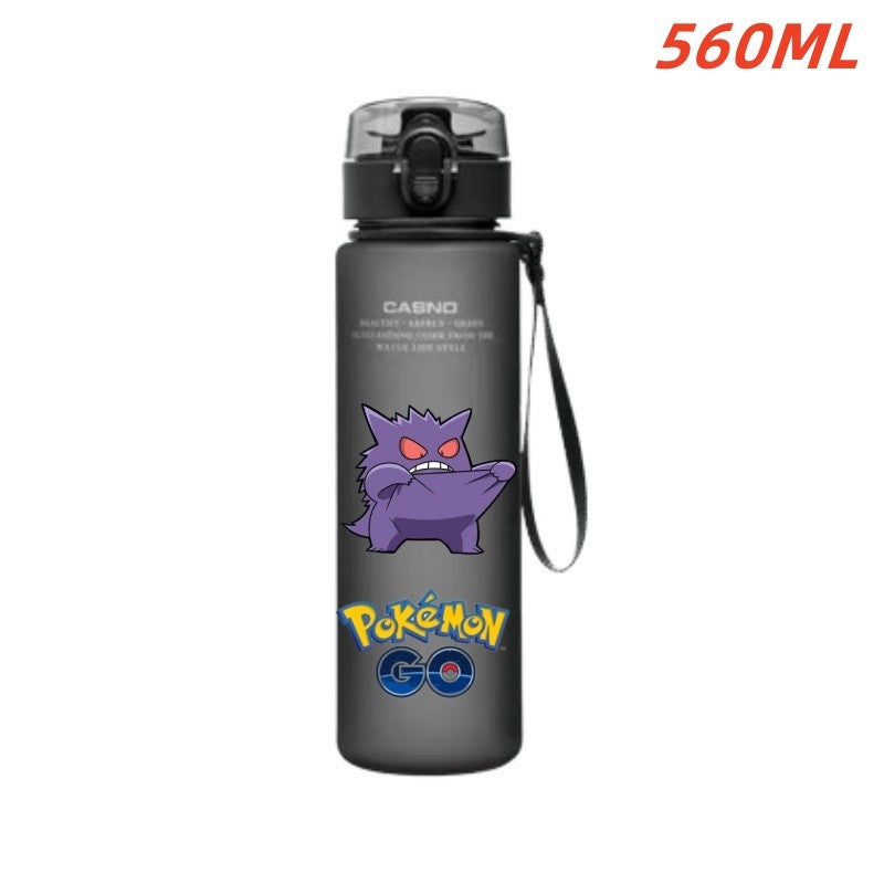 Copo de água Pokémon de 560ML, anime portátil, infantil, fofo Pikachu Gengar, garrafa de água de plástico para esportes ao ar livre, grande capacidade, presentes