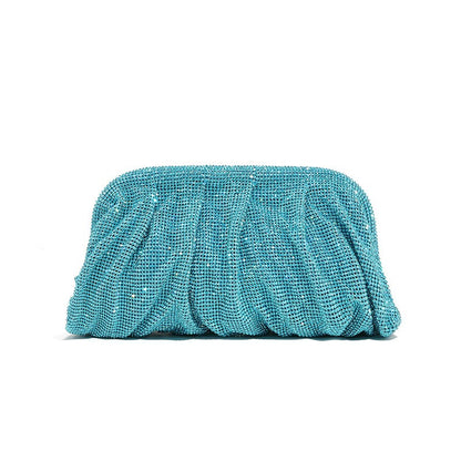 XIYUAN Shinny Ruched Rhinestone Clucth Purse Women Luxury Designer Evening Bags Fashion Party Dinner Handbag Bridal Makeup Bag