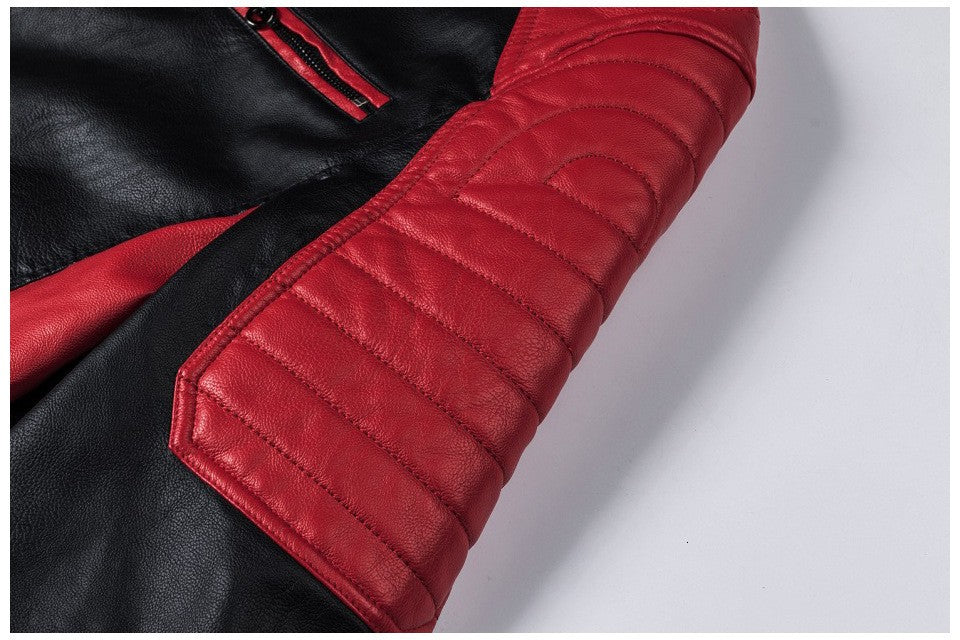 Motorcycle Jacket Leather Men Coat Bomber Waterproof Warm Fashion Splicing Vintage Stand Collar Riding Black Long Jacket Plus