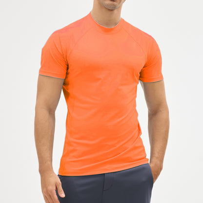 EKLENSON Men's Rashguard Swim Shirt Short Sleeve Mock Neck UPF 50+ T Shirts Loop Hem Quick Dry Loose Fit Water Surfing Shirt