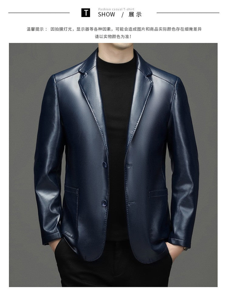 2025 Autumn Winter Men's Genuine Leather Blazers Jackets Slim Fit Suits Coats Business Casual Genuine Leather Suits Jackets Male