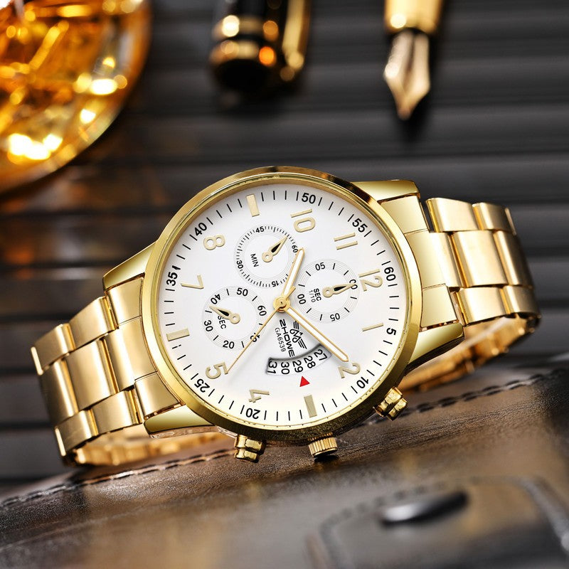 1PC Men's Luxury Watch Fashion Business Calendar Men's Steel Belt Watch Men's Christmas Valentine's Day Gift