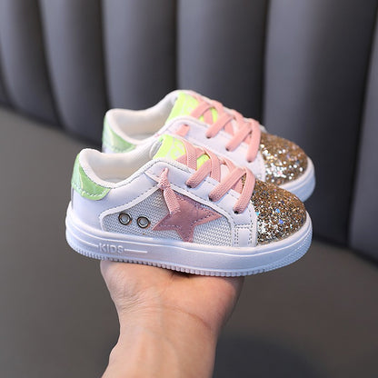 Kids Sneakers 2022 Spring Girls Fashion Glittering and Antiskid Children Chunky Sneakers Baby Shoes Casual Sport Running Sneaker