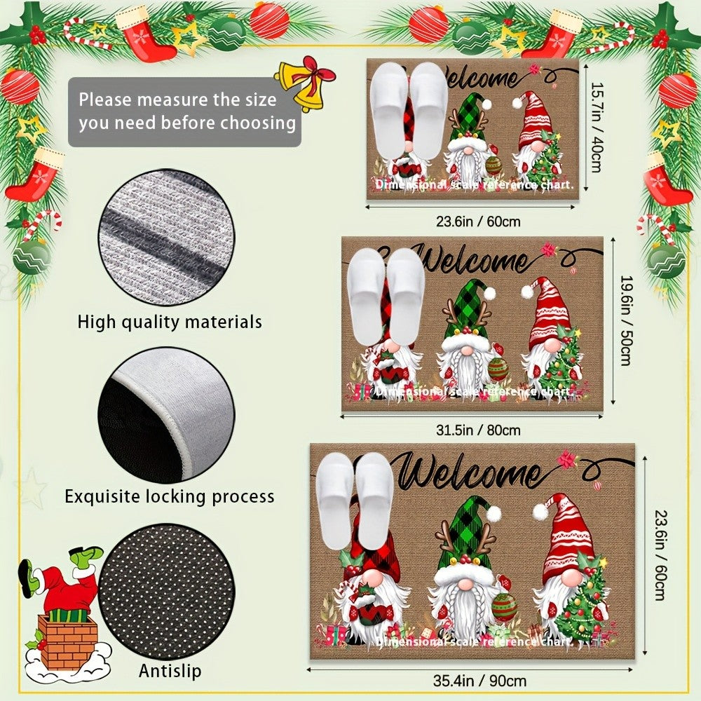 VIKAMA Christmas Elf Living Room & Bedroom Door Mat-Winter Holiday Decor With Anti-Slip Soft Material, Machine Washable