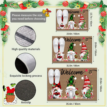 VIKAMA Christmas Elf Living Room & Bedroom Door Mat-Winter Holiday Decor With Anti-Slip Soft Material, Machine Washable