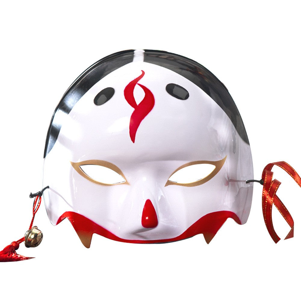 Half Face COS Ancient Style Red Makeup Awakening Headwear Face Mask Japanese Fox Halloween Mask
