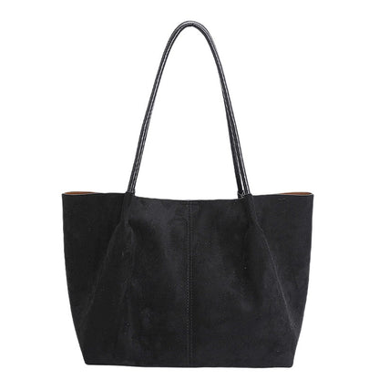 LEFTSIDE Women Faux Suede Shoulder Bag 2025 Winter Retro Soft Tote Bag Luxury Designer Trend Female High Capacity Handbags