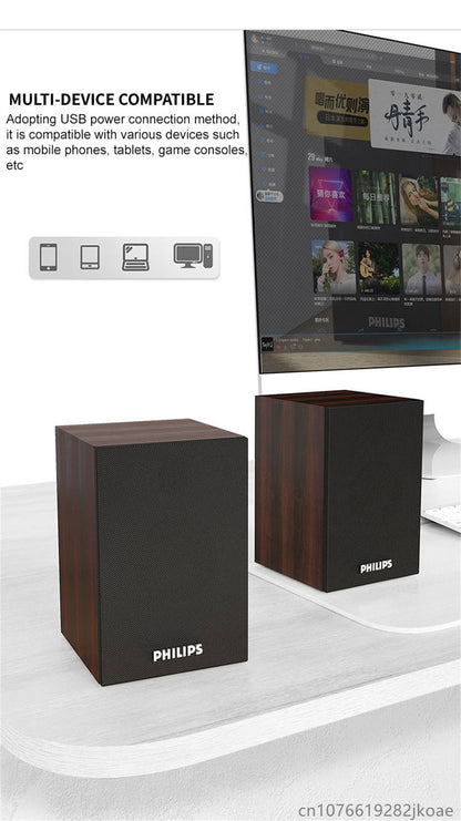 Caixa de Som Bluetooth Philips SPA20 com Som Surround 360 Graus Estéreo Sem Fio Bluetooth para Computador Macbook Laptop