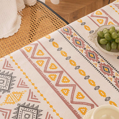 Vintage Boho Tassel Table Cloth Waterproof Cotton Linen Bohemian Tablecloth Patio Outdoor Wrinkle Free Table Protector Covers