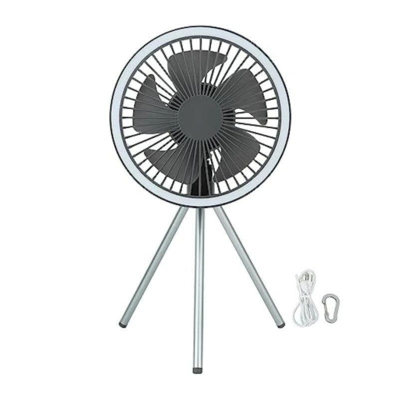 10000mAh Camping Fan Rechargeable Desktop Portable Circulator Wireless Ceiling Electric Fan with Power Bank LED Lighting