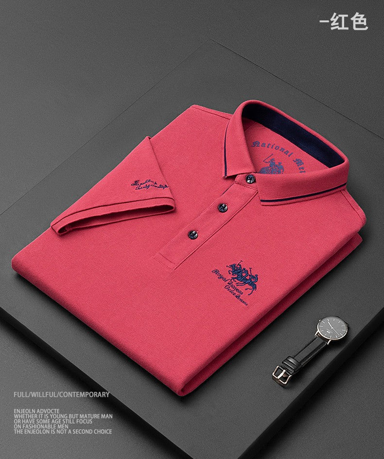 Summer New Embroidered Cotton Short Sleeved Polo Shirt for Men's Fashion, Casual, Comfortable, and Breathable T-shirt Top
