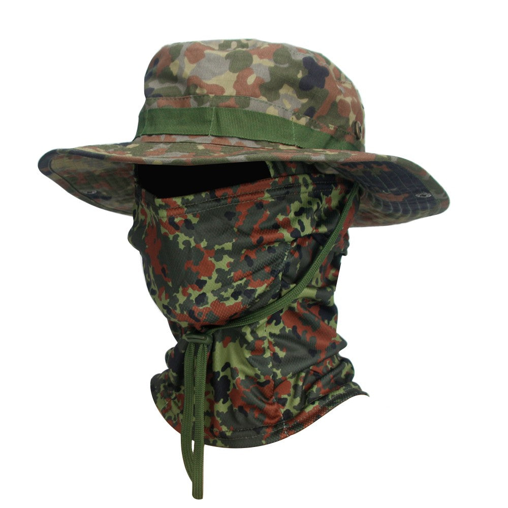 2Pcs/Set Wide-brimmed Hat Balaclava Mixed Set Men Sunscreen Boonie Cap Outdoors Hiking Camping Fishing Hat Sun Hat Fisherman Hat