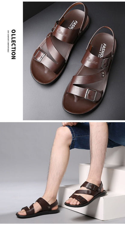 Summer Comfortable Men's Sandals 2025 Fashion Slippers Beach for Male Leather Shoes Open Toe Casual Mens Sandals zapatos hombre