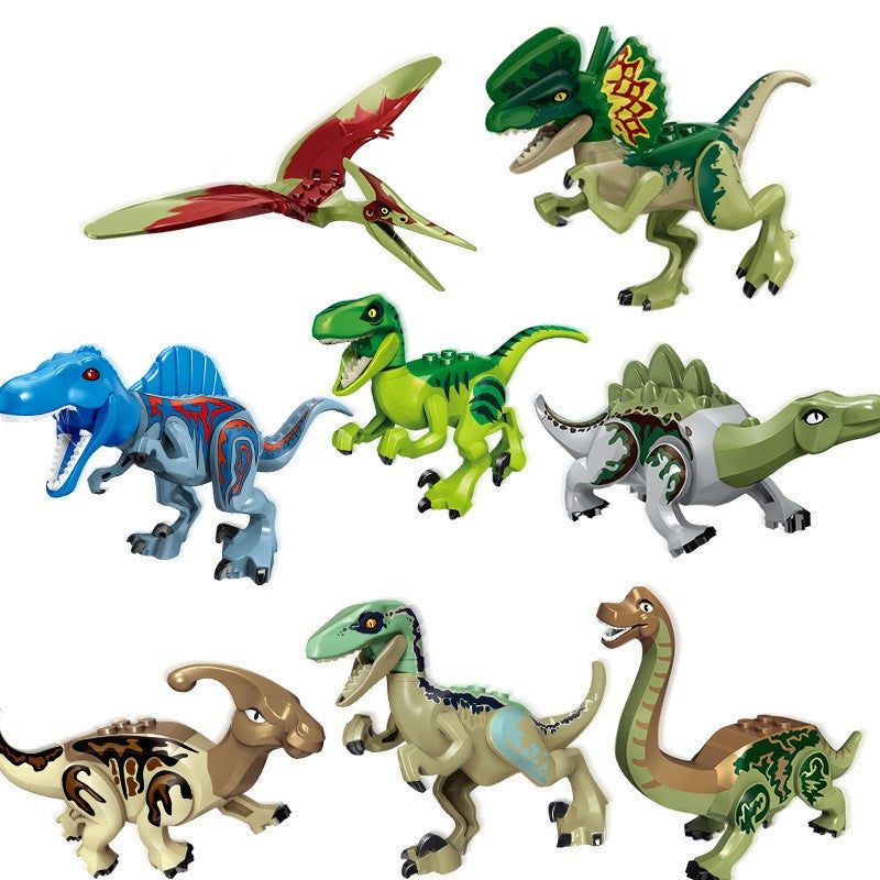 Dinosaur Jurassic Set World Park 3 Model Building Blocks White T Indominus Rex Dino Breakout 8pcs Mosasaurus Velociraptor Animal