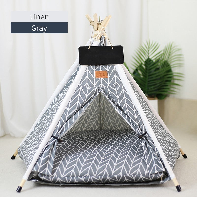 Tenda Tipi para Gatos e Cães, Portátil, Removível, Lavável, Casinha Interna para Filhotes com Almofada e Lousa, Cama para Gato