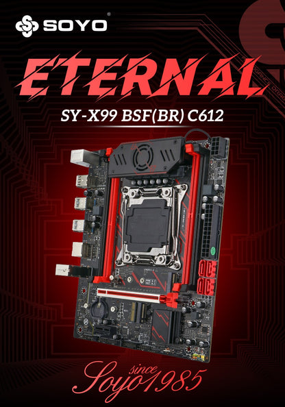 Gaming Motherboard Set SOYO X99 C612chip with Intel Xeon E5 2680 V4 CPU DDR4 8G*1 2133MHz RAM Computer components Mainboard TPM2