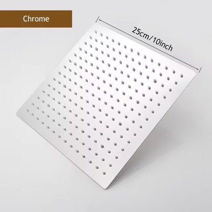 8" 10" 12" Stainless Steel High Pressure Rainfall Shower Head Large Flow Square Pressure Boosting Design Spa Bathroom Showerhead