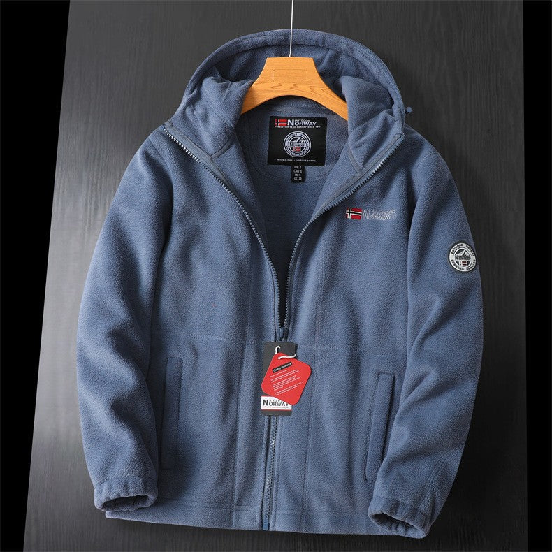 2024 Brand Winter Fleece Jacket Men's Casual Thickened Wool Jacket high quality Design Warm Fashion Hooded Coat Outdoor Ski Suit