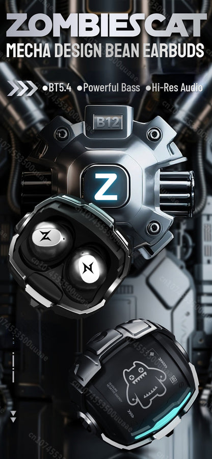 Zombiescat B12 TWS Wireless Earbuds Invisible in-Ear Bluetooth 5.4 Earphones Rotating Flip-Top Design Bluetooth Sports Headphone
