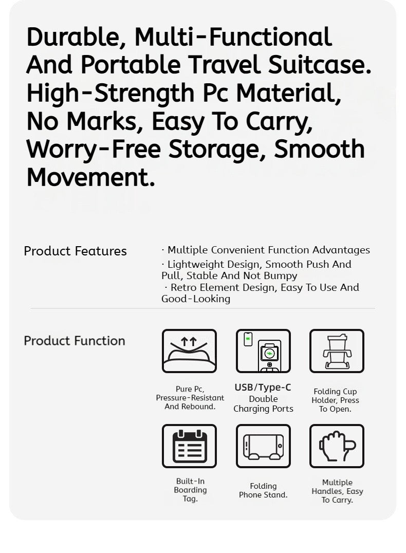 Ofgo Suitcase 20-30 Inches | Cup Holder/Waterproof Pc Suitcase Large Capacity Spinner Suitcase Tsa Travel Trolley Case With Lock