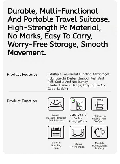 Ofgo Suitcase 20-30 Inches | Cup Holder/Waterproof Pc Suitcase Large Capacity Spinner Suitcase Tsa Travel Trolley Case With Lock