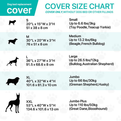 1 capa de cama ortopédica para cães grandes, capa lavável para cama de cão em espuma, colchonete para animais de estimação com acolchoamento multiagulha, capa para cama de caixa para cães