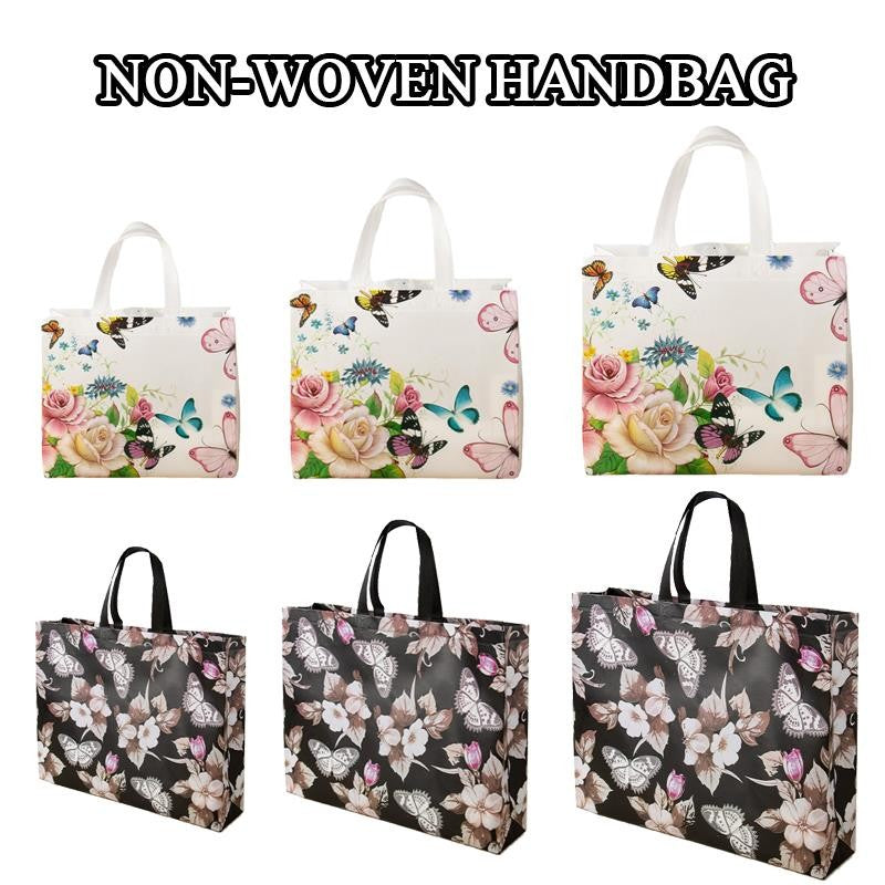 Reusable Non-Woven Fabric Shopping Bag Butterfly Printing Eco Bag Foldable Large Capacity Travel Storage Tote Shopper Bag