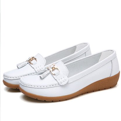 Women Shoes Nurse Loafers Shoes Classics Flats Zapatos Mujer Comfortable Flat Shoes Women White Casual Leather Women's Footwear