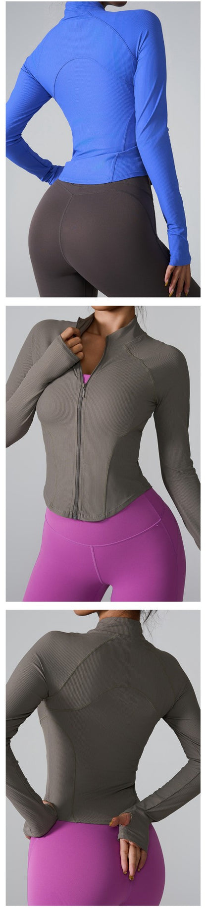 women's long-sleeved clothes zipper sports jacket top outer wear professional training running fitness clothes spring ?