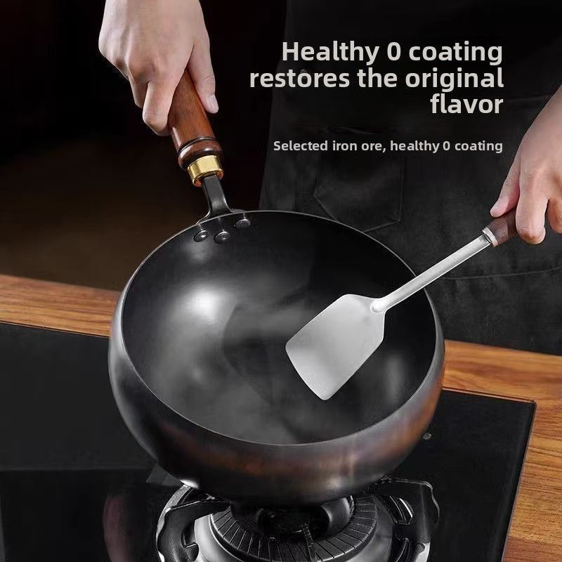 Panela de ferro best-seller, panela de barriga grande, mini wok forjada à mão, mini panela de ferro pequena, wok doméstica sem revestimento e antiaderente