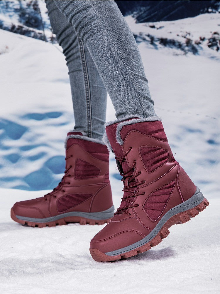 Winter Women's Snow Boots High Top Hiking Boots for Women Winter Outdoor Walking Sneakers Waterproof Plush Warm Platform Boots