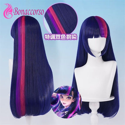 Pony Friends Twilight Sparkle Peruca Cosplay Ombre Cor Sintética Longa Reta Peruca Anime Coser Peruca de Alta Qualidade Festa de Halloween