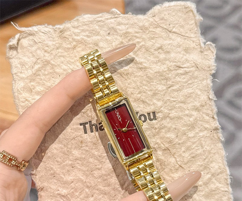 GEDI Square Watch Stainless Steel Gold Vintage Watches for Woman Luxury Elegant Waterproof Quartz Wristwatch Gifts Girlfriend