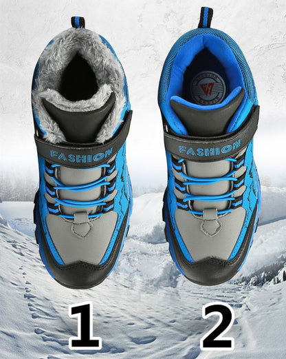 Winter Hiking Shoes Boy Kids Snow Boots Teenagers Children Shoe Walking Climbing Sneakers Leather Waterproof Non-slip Sport Warm